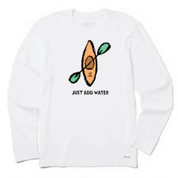 Life Is Good Other - White Long Sleeve Shirt with Kayak Graphic
